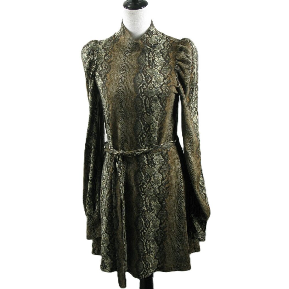 Leith Snake Print Puffy Long Sleeve Dress Size Small